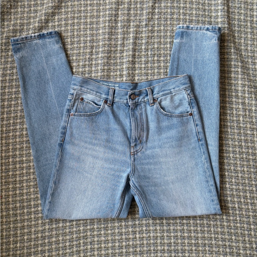 Victoria Beckham Nicola Blue Light Wash Highwaisted Slim Women's Designer Jeans